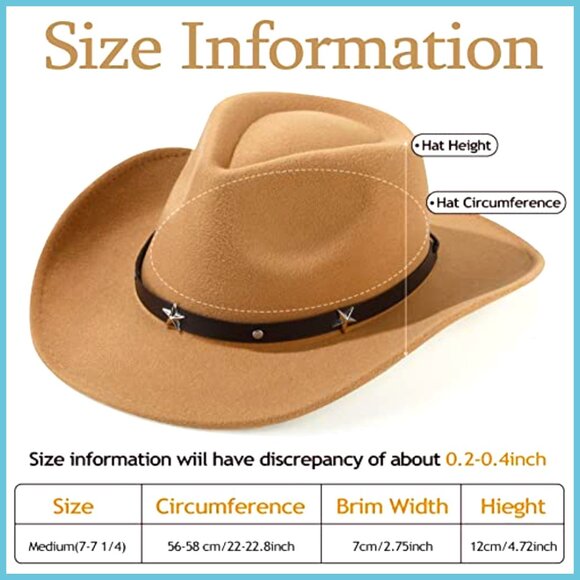 4 Pack Felt Cowboy Hats with Buckle Decoration, Unisex Western Style main image 7